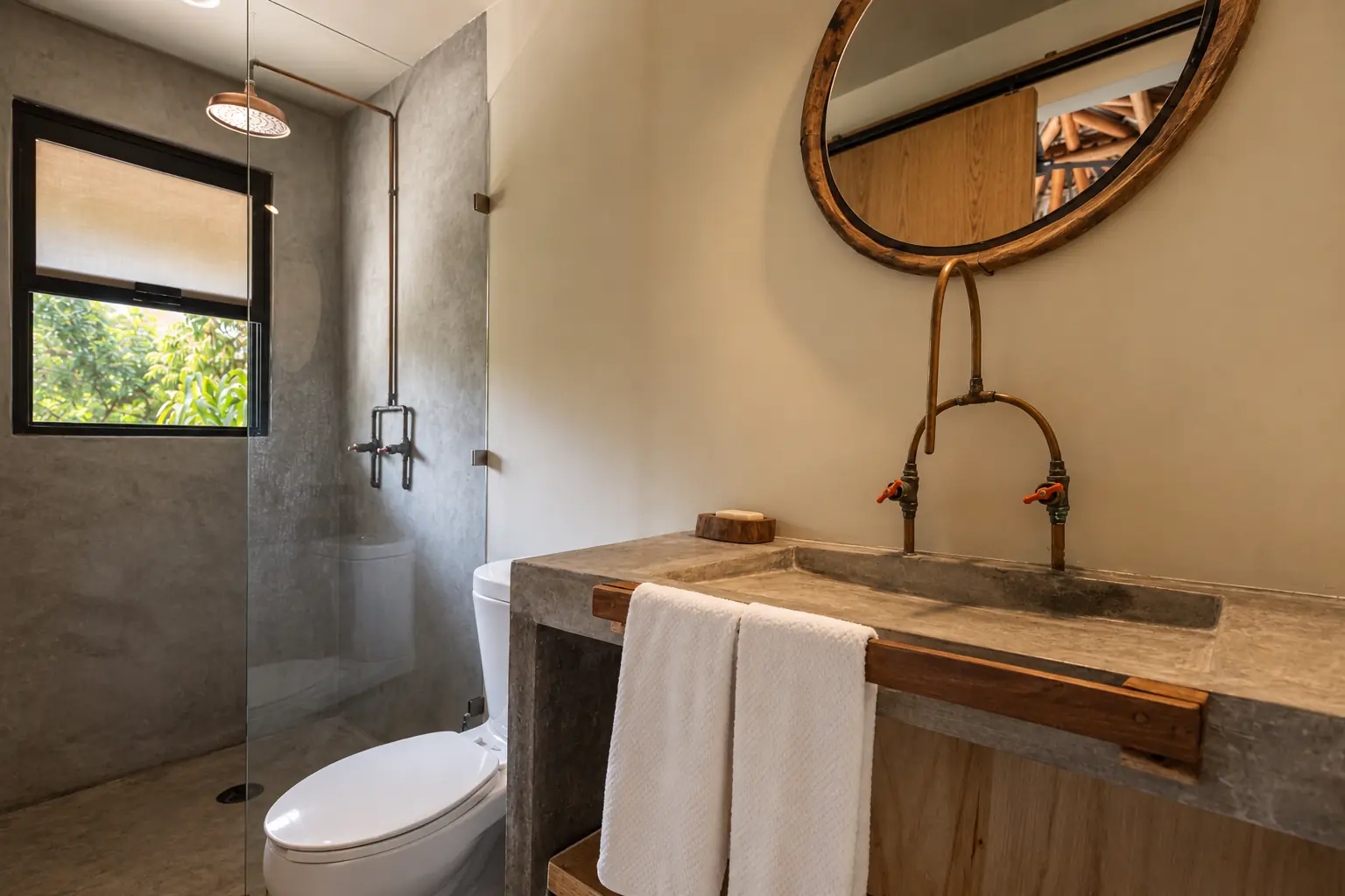 Baño de la Habitación Estándar con lavabo de concreto