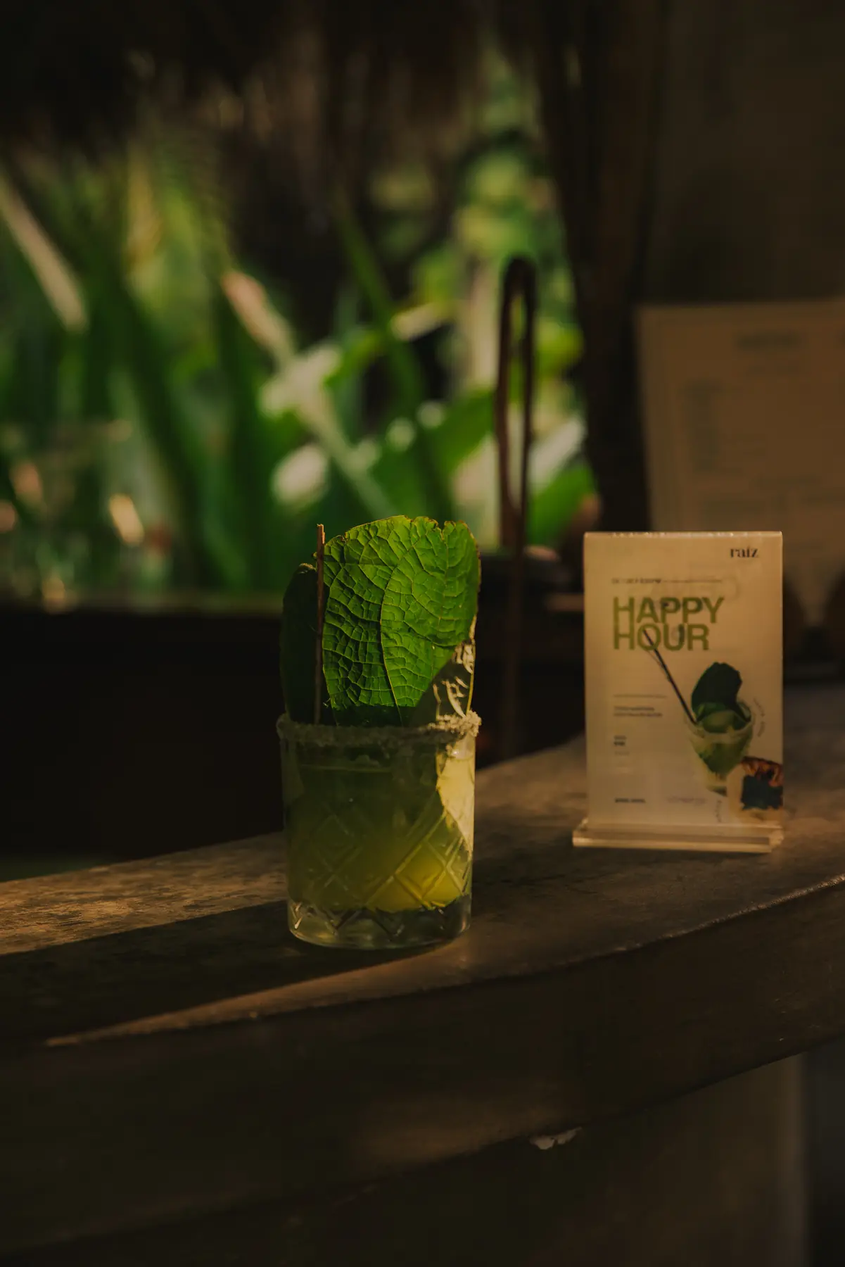 Coctelería de autor en la barra de raíz